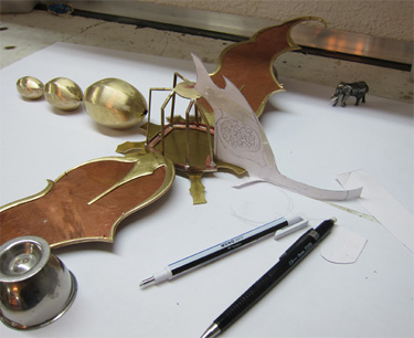 Dragonfly Fighter Sculpture developing the tail and head