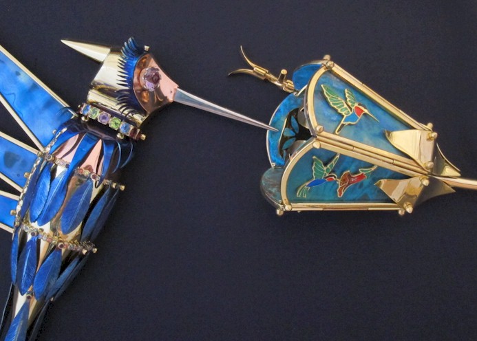 Nest Wall Sculpture - Hummingbird and Flower