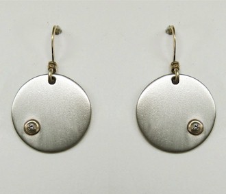 Titanium Earrings - Circle Diamond Design 2