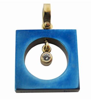 Titanium Pendant Square Shape with danling  Diamond